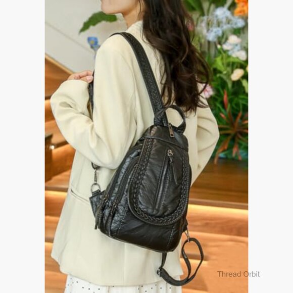 Vintage Embroidered PU Leather Backpack Purse Small Travel Bag Chest Pack main image 6